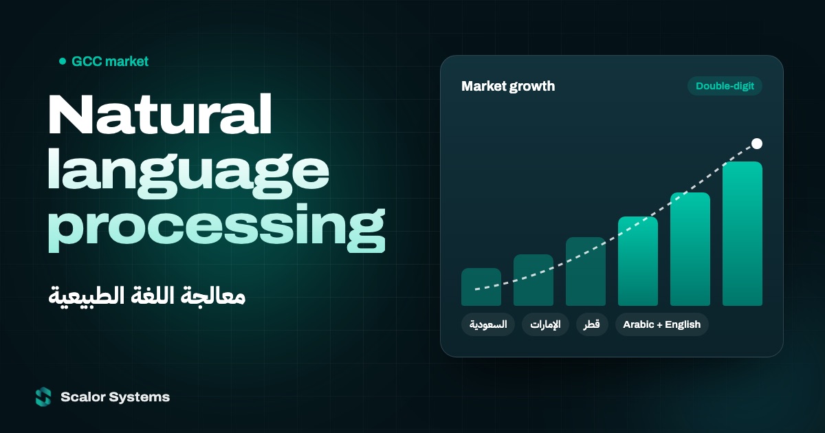 Rising chart of the GCC natural language processing market with Arabic and English messages