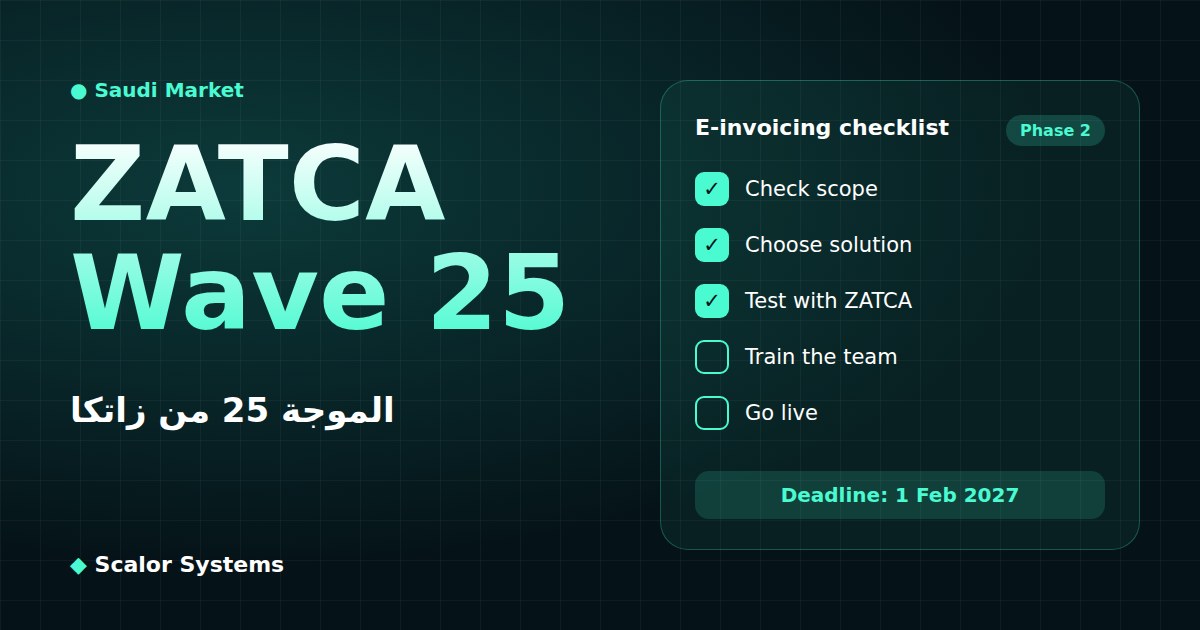قائمة مراجعة الموجة 25 من زاتكا للفوترة الإلكترونية للأعمال الصغيرة في السعودية